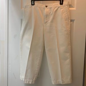 Liz Claiborne White Twill/Cotton Cosette Crops